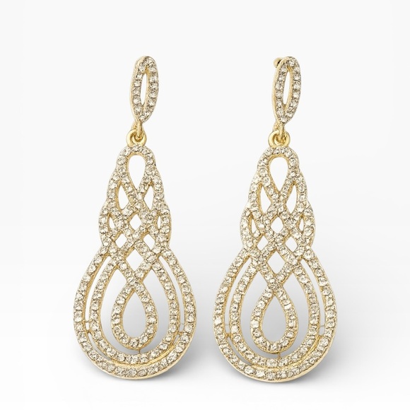 David Tutera Jewelry - David Tutera Juliana Bridal Earrings in Gold with Pave Set Scroll Design